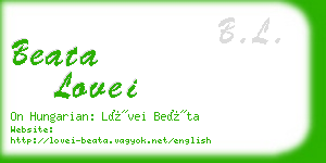 beata lovei business card